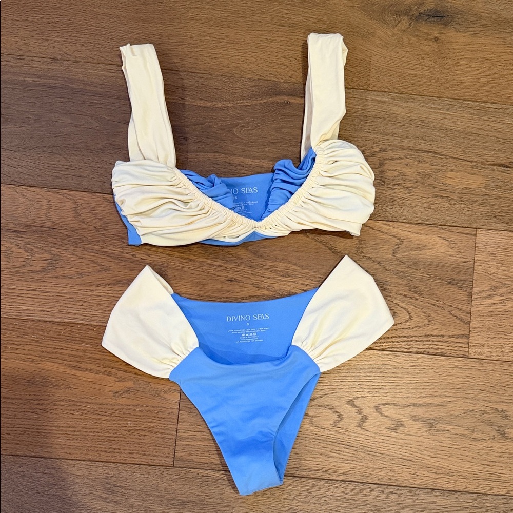 Blue and Cream Small Bikini Set